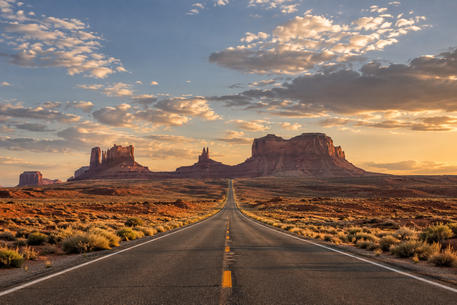 Scenic road towards Monument Valley